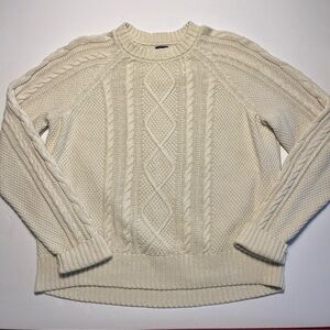 Gap Fisherman Cable Knit Sweater Natural Cream Medium 100% Cotton